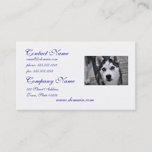 Husky Puppy Visitekaartjes (Voorkant)