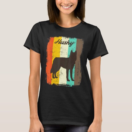 Husky Retro 70s  Cute Dog T-shirt (Voorkant)
