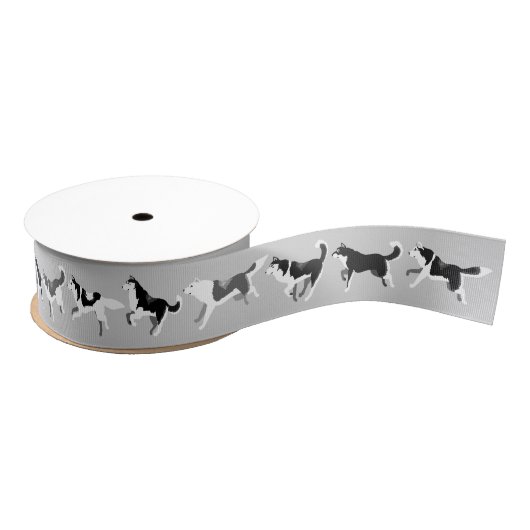 Husky Ribbon kerst Husky Sled Dogs Gift Ribbon Grosgrain Lint (Spoel)