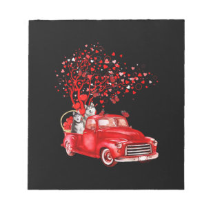 Husky Riding Red Truck  Valentijn Butterfly Heart Notitieblok