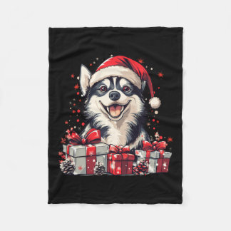 Husky Santa Hat Grappige Kerst Siberische Husky Do Fleece Deken