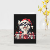 Husky Santa Hat Grappige Kerst Siberische Husky Do Kaart (Gele Bloem)