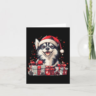Husky Santa Hat Grappige Kerst Siberische Husky Do Kaart