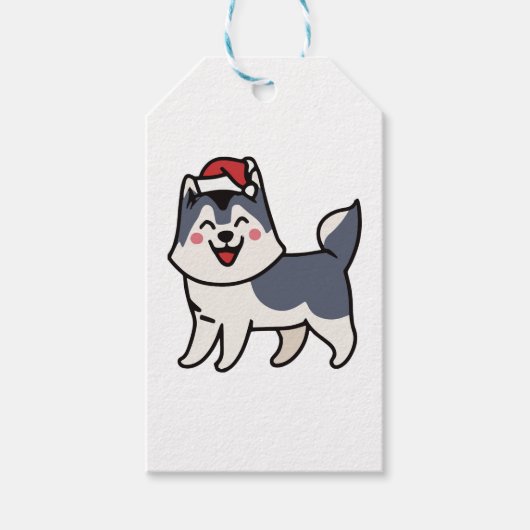 Husky Santa Hondenliefhebber Malamute Cadeaulabel (Voorkant)