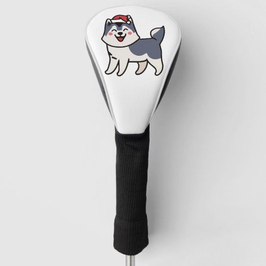 Husky Santa Hondenliefhebber Malamute Golfheadcover (Voorkant)