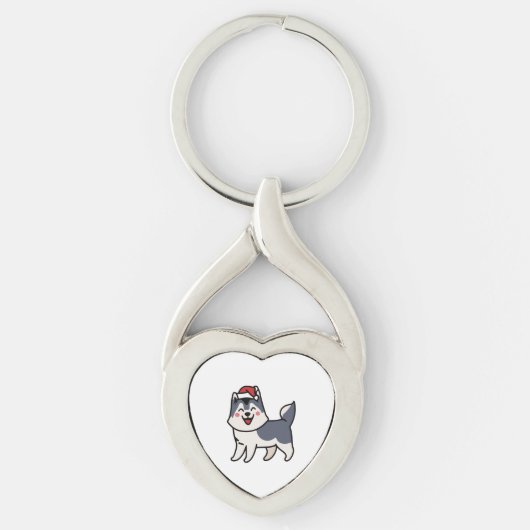 Husky Santa Hondenliefhebber Malamute Sleutelhanger (Voorkant)