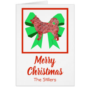 Husky Siberian Cute Kerstmis Dog Bow Card