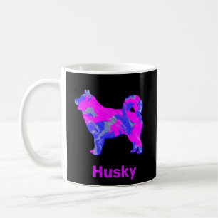 Husky Siberian Dog Pink, Blue & Black Koffiemok