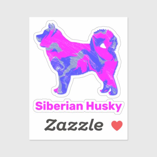 Husky Siberian Dog Pink Silhouette Cut Sticker (Vel)