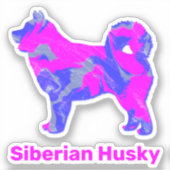 Husky Siberian Dog Pink Silhouette Cut Sticker (Voorkant)