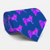 Husky Siberian Gezellig Hond Roze Silhouet Blauwe  Stropdas (Opgerold)