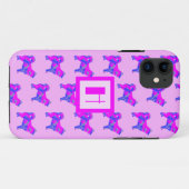 Husky Siberian Hondenliefhebber Pink & Blue Monogr Case-Mate iPhone Case (Achterkant (horizontaal))