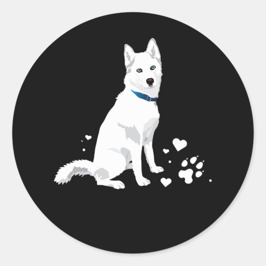 Husky Siberian Husky Sweet White Snow Dog Ronde Sticker (Voorkant)