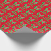 Husky Siberian Kersthond en Green Bow Red Cadeaupapier (Hoek)