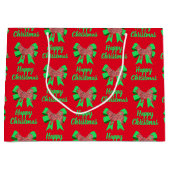 Husky Siberian Kersthond & Green Bow Groot Cadeauzakje (Voorkant)