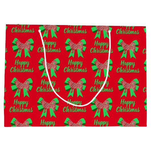 Husky Siberian Kersthond & Green Bow Groot Cadeauzakje (Achterkant)