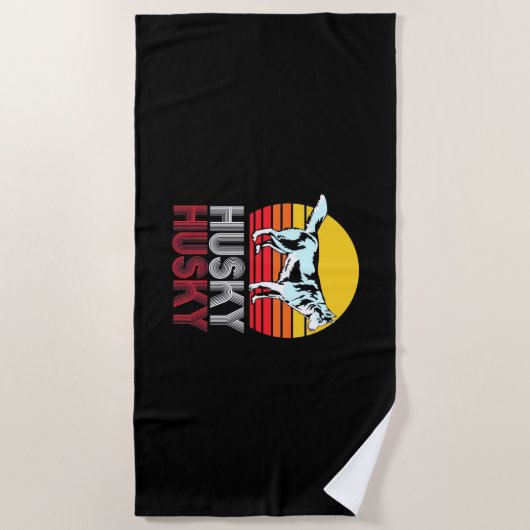 Husky Siberian Retro  Strandlaken (Voorkant)