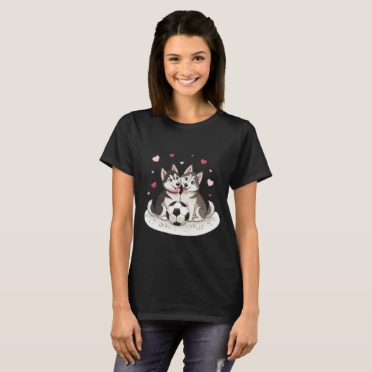 Husky Siberiano with soccer ball T-shirt (Voorkant volledig)