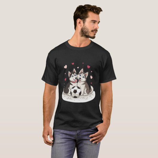 Husky Siberiano with soccer ball T-shirt (Voorkant volledig)