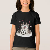 Husky Siberiano with soccer ball Tri-Blend Shirt (Voorkant)