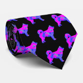 Husky Siberisch Schattig Hond Roze Silhouet Zwart  Stropdas (Opgerold)