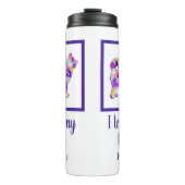 Husky Siberisch Schattig Hond Silhouet Paarse PY & Thermosbeker (Voorkant)