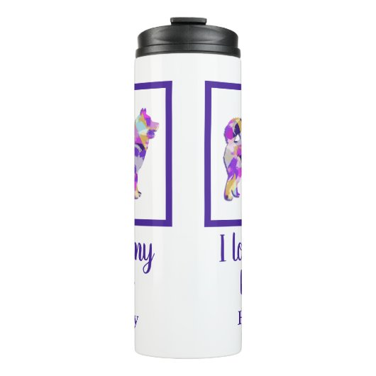 Husky Siberisch Schattig Hond Silhouet Paarse PY & Thermosbeker (Voorkant)