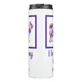 Husky Siberisch Schattig Hond Silhouet Paarse PY & Thermosbeker (Achterkant)