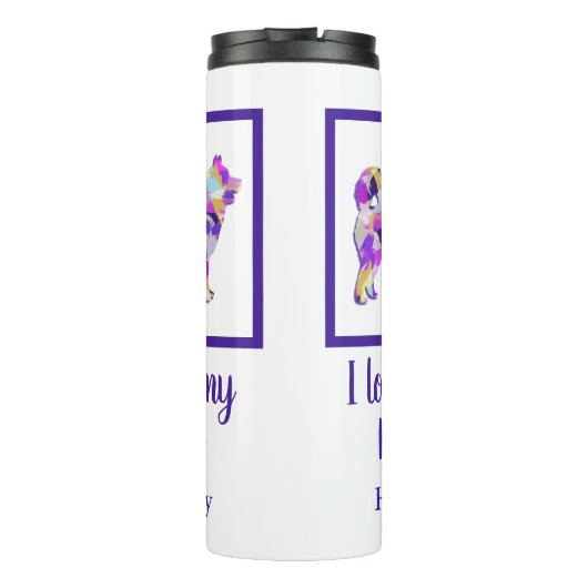 Husky Siberisch Schattig Hond Silhouet Paarse PY & Thermosbeker (Achterkant)