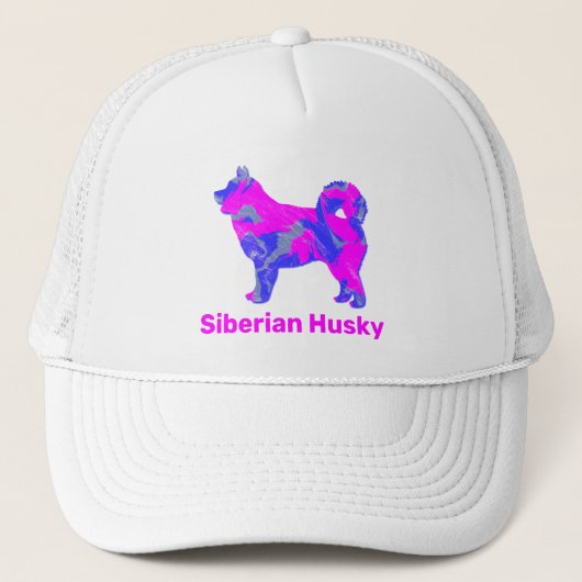 Husky Siberische Hond Schattig Roze Silhouet Custo Trucker Pet (Voorkant)