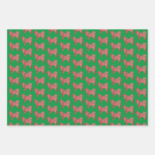 Husky Siberische Hond Silhouet Groene Woofma's Inpakpapier Vel (Voorkant 3)