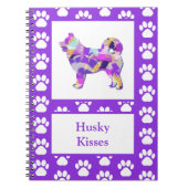 Husky Siberische Hond Silhouet Poot Paarse PY & B Notitieboek (Voorkant)