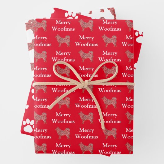 Husky Siberische Hond Silhouet Witte Woofmas Inpakpapier Vel (In situ)