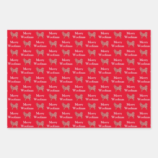 Husky Siberische Hond Silhouet Witte Woofmas Inpakpapier Vel (Voorkant)