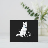 Husky Siberische Husky Zoete Witte Sneeuw Hond Feestdagenkaart (Staand voorkant)