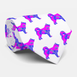 Husky Siberische Leuke Hond Roze Silhouet Witte Ha Stropdas