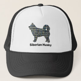 Husky Siberische Leuke Hond Silhouet Grid Custom Trucker Pet