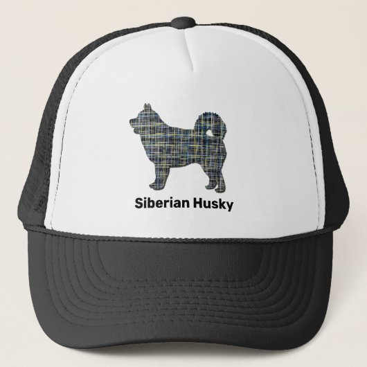 Husky Siberische Leuke Hond Silhouet Grid Custom Trucker Pet (Voorkant)
