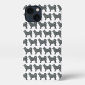 Husky Siberische Leuke Hond Silhouet Grid Wit iPhone Hoesje (Achterkant)