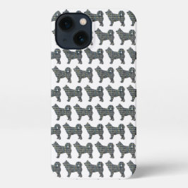 Husky Siberische Leuke Hond Silhouet Grid Wit iPhone 13 Hoesje