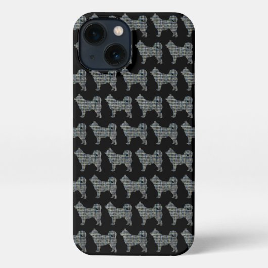 Husky Siberische Leuke Hond Silhouet Grid Zwart iPhone Hoesje (Achterkant)