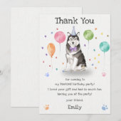 Husky Siberische Puppy Hond Verjaardag Bedankkaart Kaart (Voorkant / Achterkant)