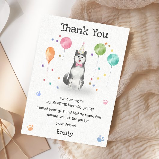 Husky Siberische Puppy Hond Verjaardag Bedankkaart Kaart