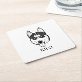 Husky Sibir Hond Gepersonaliseerde Hand Drawing Kartonnen Onderzetters (Schuin)