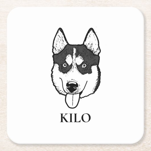 Husky Sibir Hond Gepersonaliseerde Hand Drawing Kartonnen Onderzetters (Voorkant)