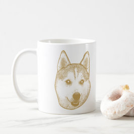 Husky Sibir Hond Gepersonaliseerde Hand Drawing Koffiemok
