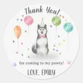 Husky Sibir Hond Verjaardag Dank u Ronde Sticker (Voorkant)