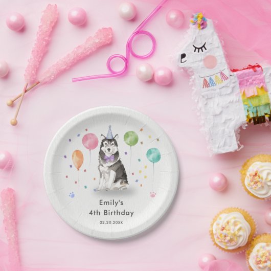 Husky Sibir Puppy Dog Kids Verjaardagsfeest Papieren Bordje (Feest)