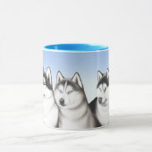 Husky Sled Dogs Coffee Mok (Midden)