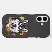Husky Sledehond En Kleurrijke Mirablis Bloemen Case-Mate iPhone Case (Achterkant (horizontaal))